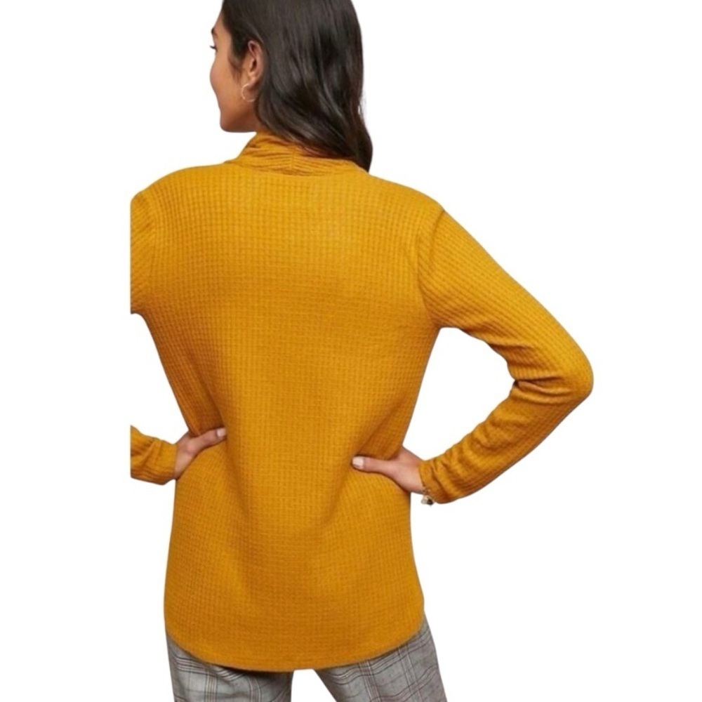Anthropologie Akemi+Kin Amemo Woodruff Top Wrap Sweater in Mustard Yellow Size S - Picture 3 of 9